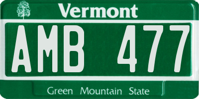 VT license plate AMB477