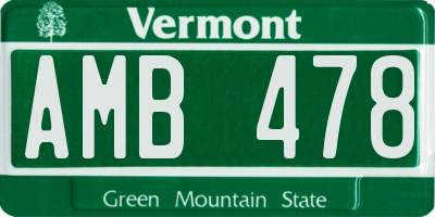 VT license plate AMB478