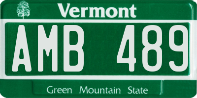 VT license plate AMB489