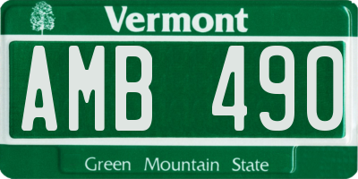 VT license plate AMB490