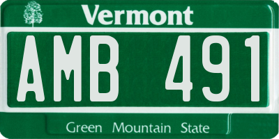 VT license plate AMB491