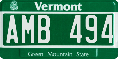 VT license plate AMB494