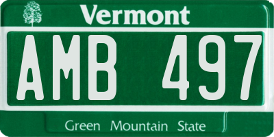 VT license plate AMB497