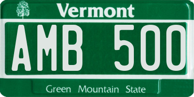 VT license plate AMB500
