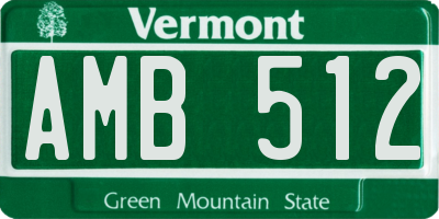 VT license plate AMB512