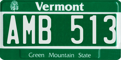 VT license plate AMB513