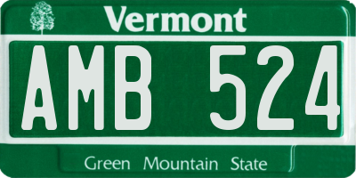 VT license plate AMB524