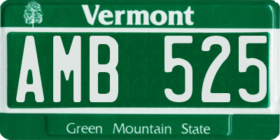 VT license plate AMB525