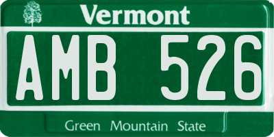 VT license plate AMB526