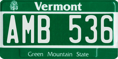 VT license plate AMB536
