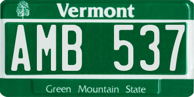 VT license plate AMB537