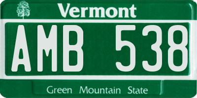 VT license plate AMB538