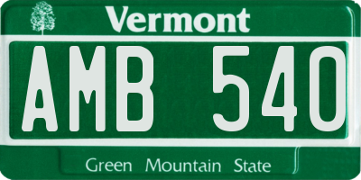 VT license plate AMB540