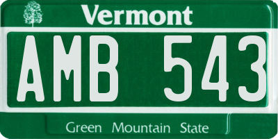 VT license plate AMB543