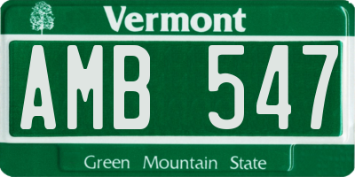 VT license plate AMB547