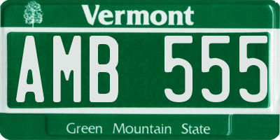 VT license plate AMB555