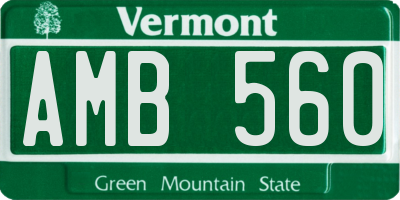 VT license plate AMB560