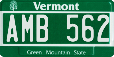 VT license plate AMB562