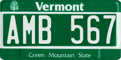 VT license plate AMB567