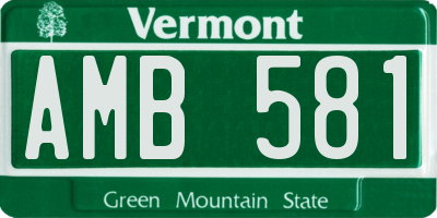 VT license plate AMB581