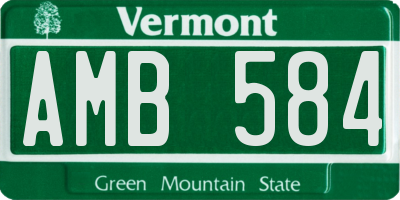 VT license plate AMB584