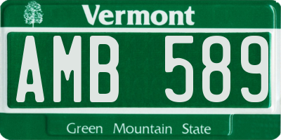 VT license plate AMB589