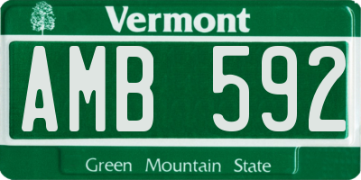 VT license plate AMB592