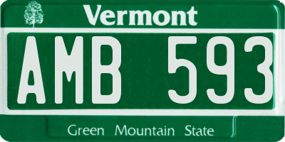 VT license plate AMB593