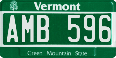 VT license plate AMB596
