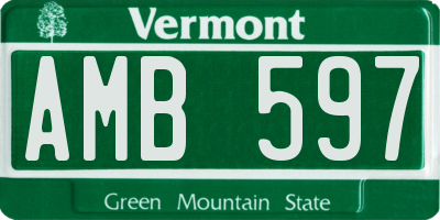 VT license plate AMB597