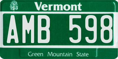 VT license plate AMB598
