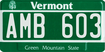VT license plate AMB603
