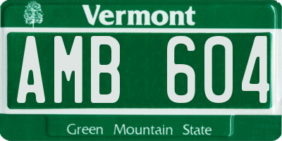 VT license plate AMB604