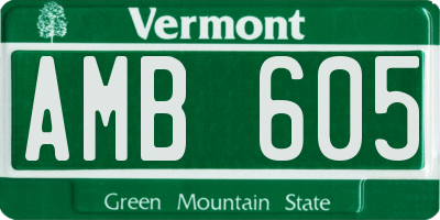 VT license plate AMB605