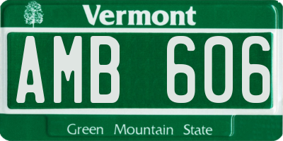 VT license plate AMB606