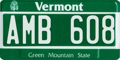 VT license plate AMB608