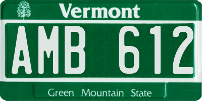 VT license plate AMB612