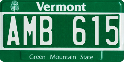 VT license plate AMB615