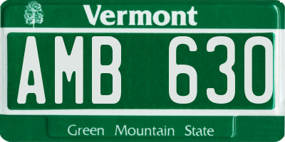 VT license plate AMB630