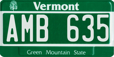 VT license plate AMB635