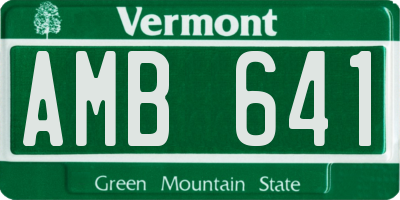 VT license plate AMB641