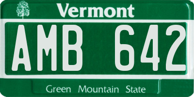 VT license plate AMB642