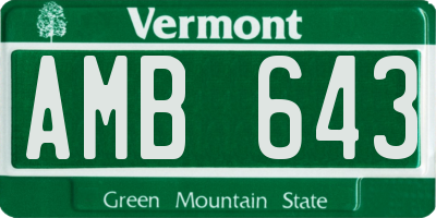 VT license plate AMB643