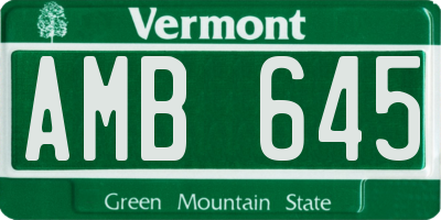 VT license plate AMB645
