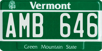 VT license plate AMB646