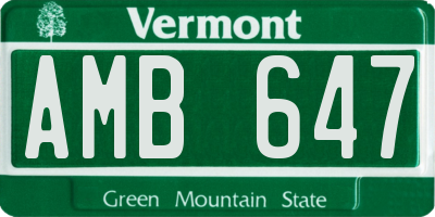 VT license plate AMB647