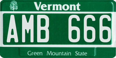 VT license plate AMB666
