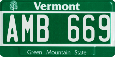 VT license plate AMB669