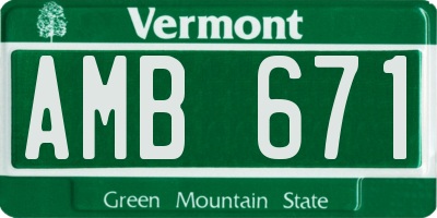 VT license plate AMB671
