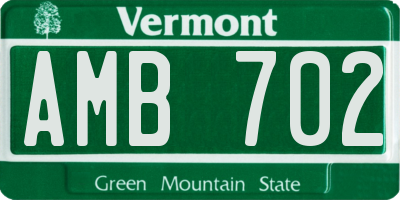 VT license plate AMB702